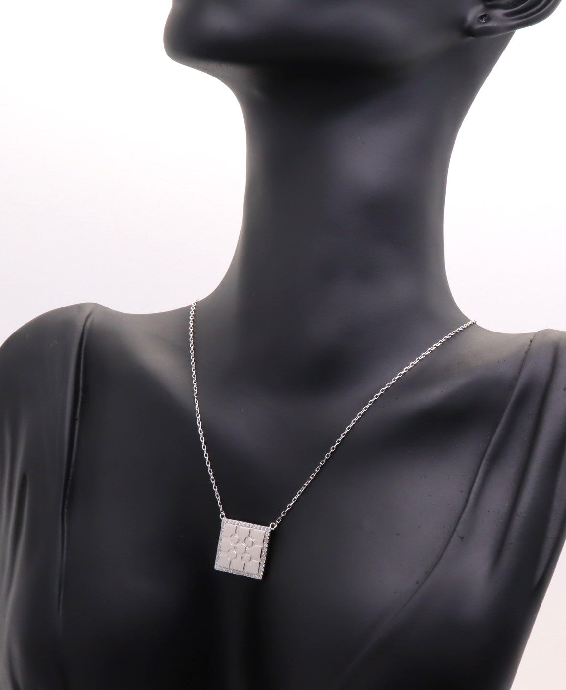 Collar Plata 925mls Baldosa Bilbao con Circonitas blancas