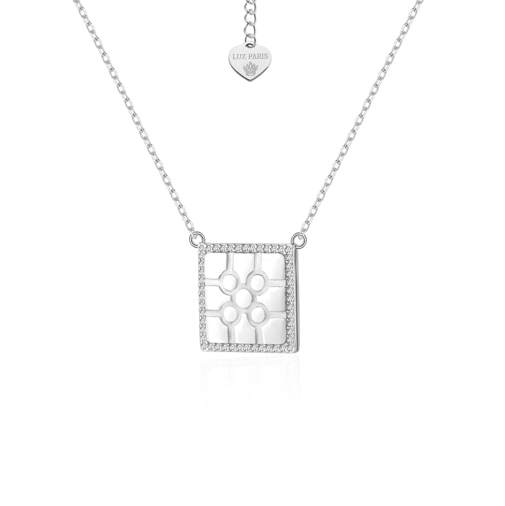 Collar Plata 925mls Baldosa Bilbao con Circonitas blancas