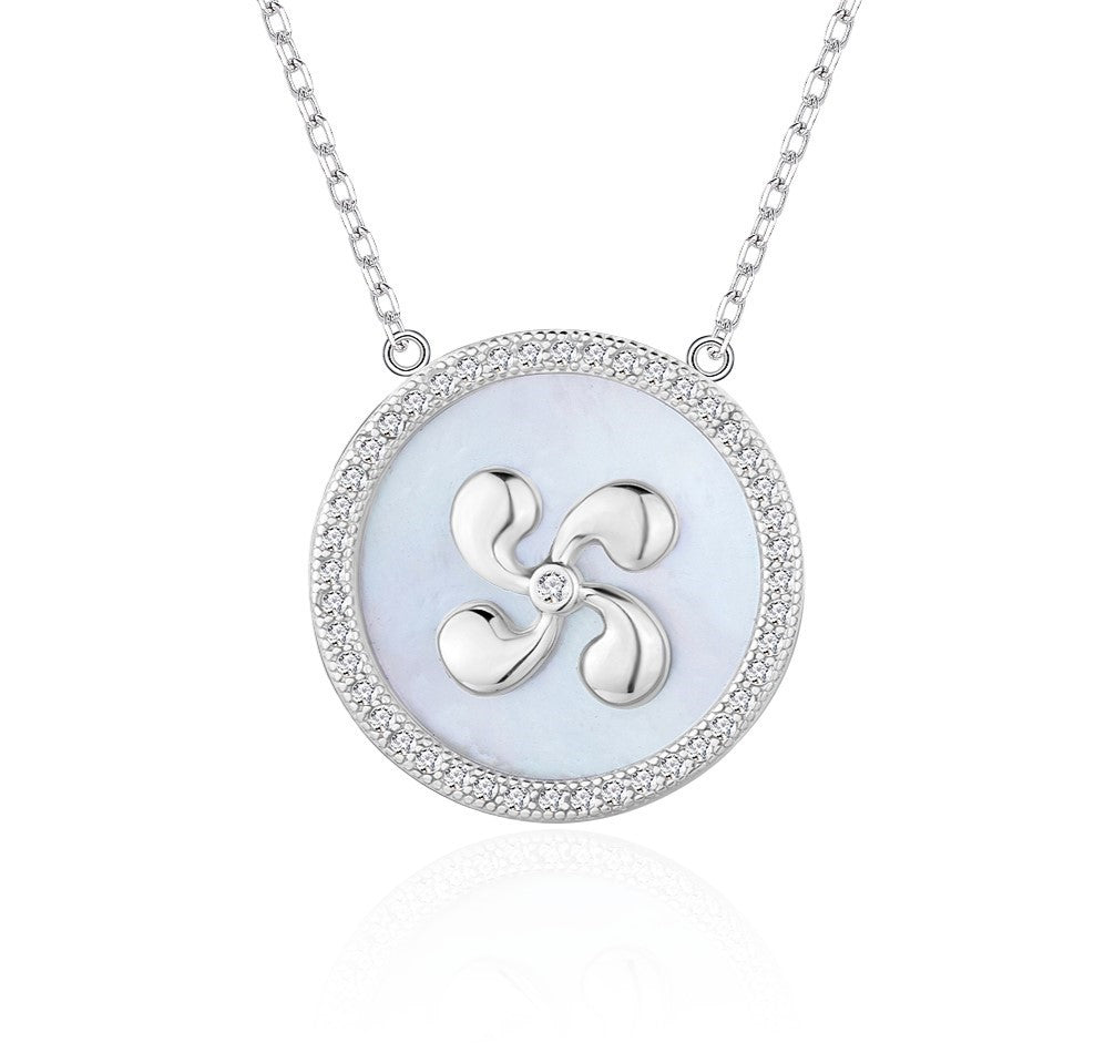 Collar Plata 925mls Lauburu Nácar Circonitas blancas