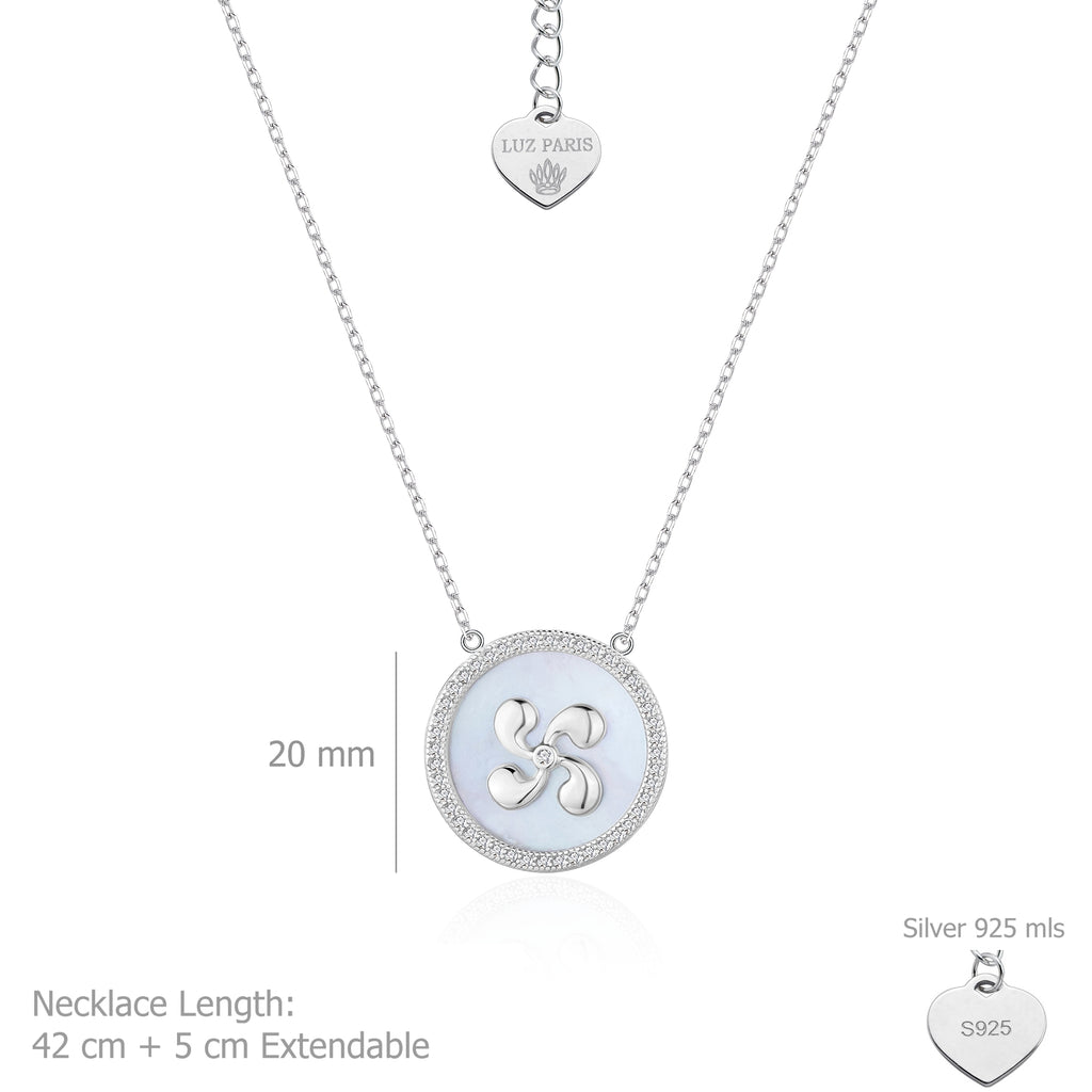 Collar Plata 925mls Lauburu Nácar Circonitas blancas