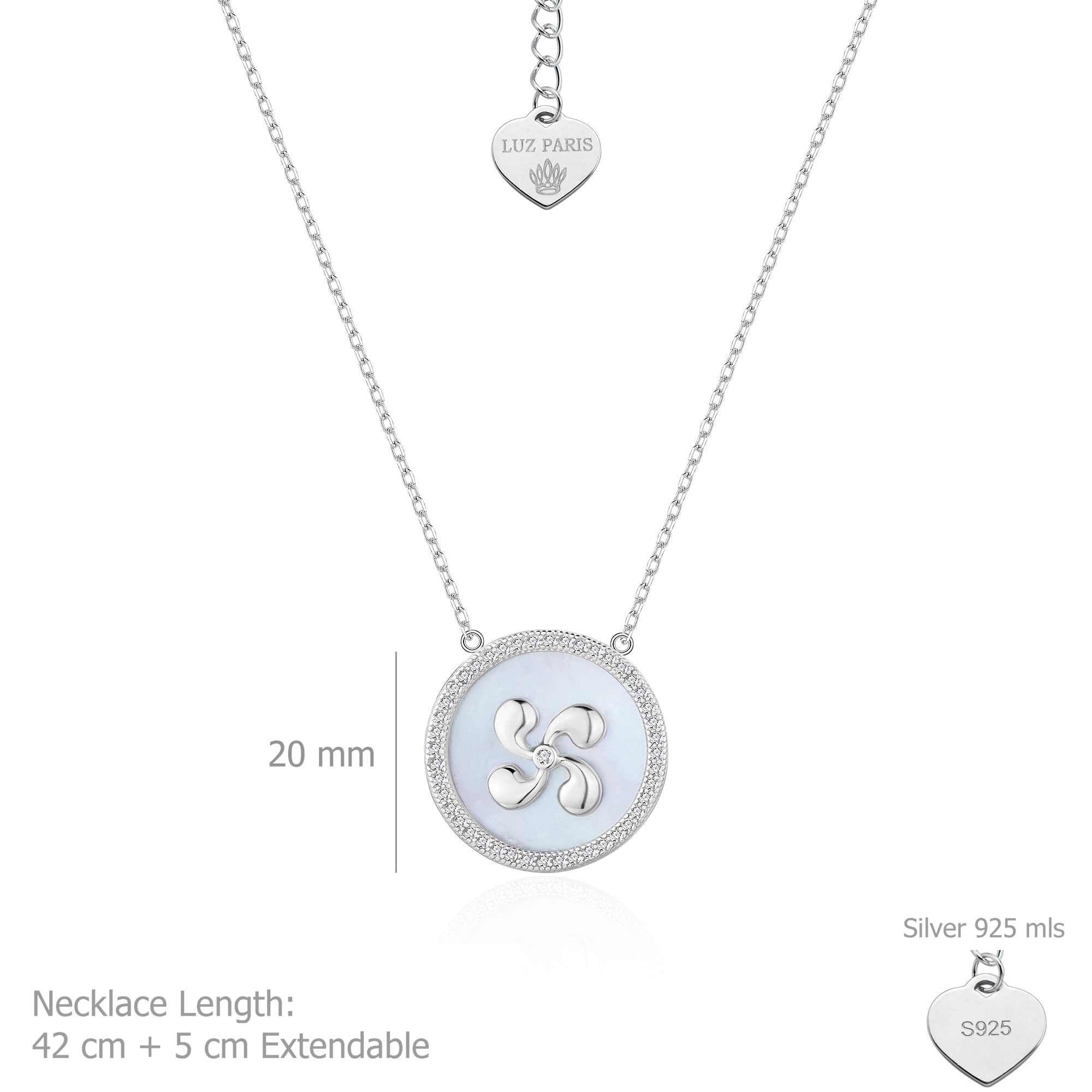 Collar Plata 925mls Lauburu Nácar Circonitas blancas