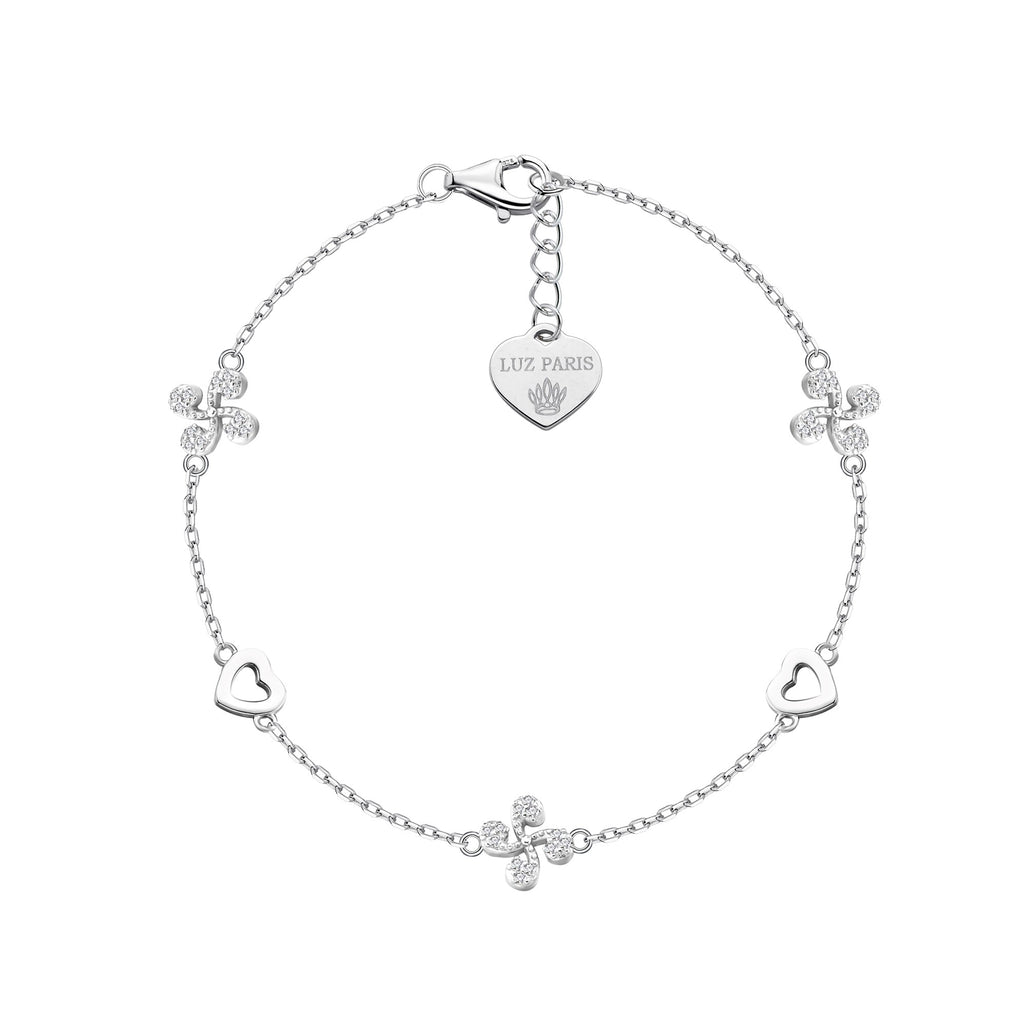 Pulsera Plata 925mls con 3 Lauburu Vasco y 2 Corazones