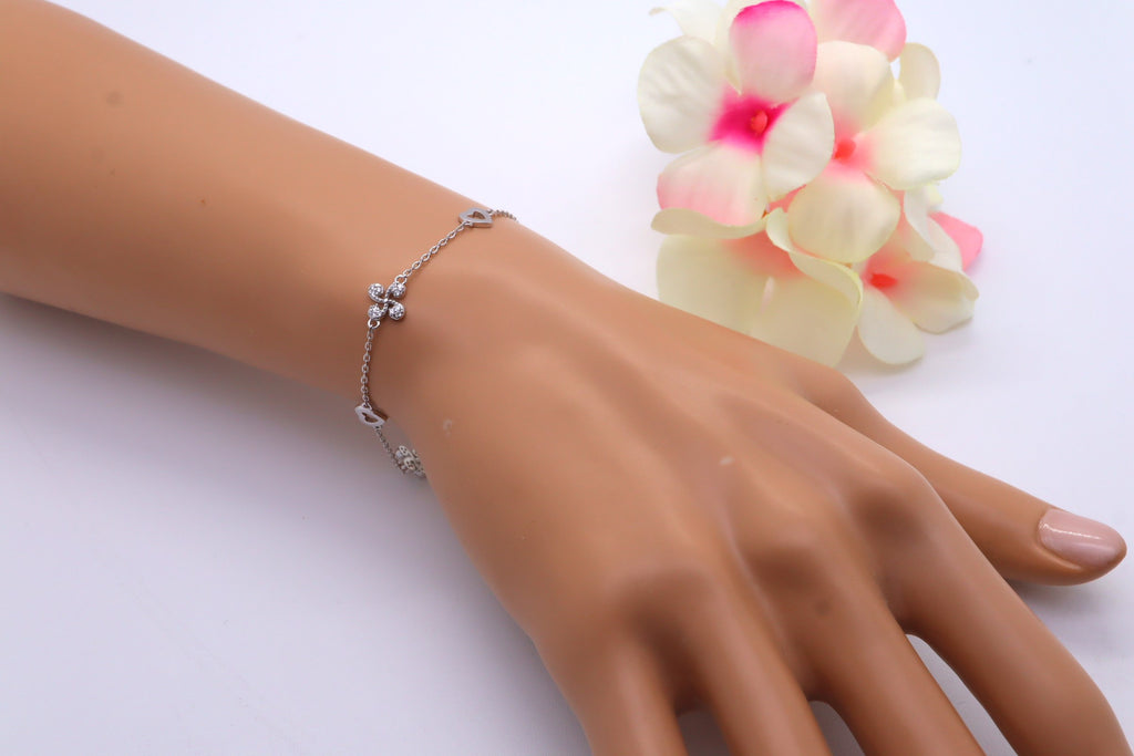 Pulsera Plata 925mls con 3 Lauburu Vasco y 2 Corazones