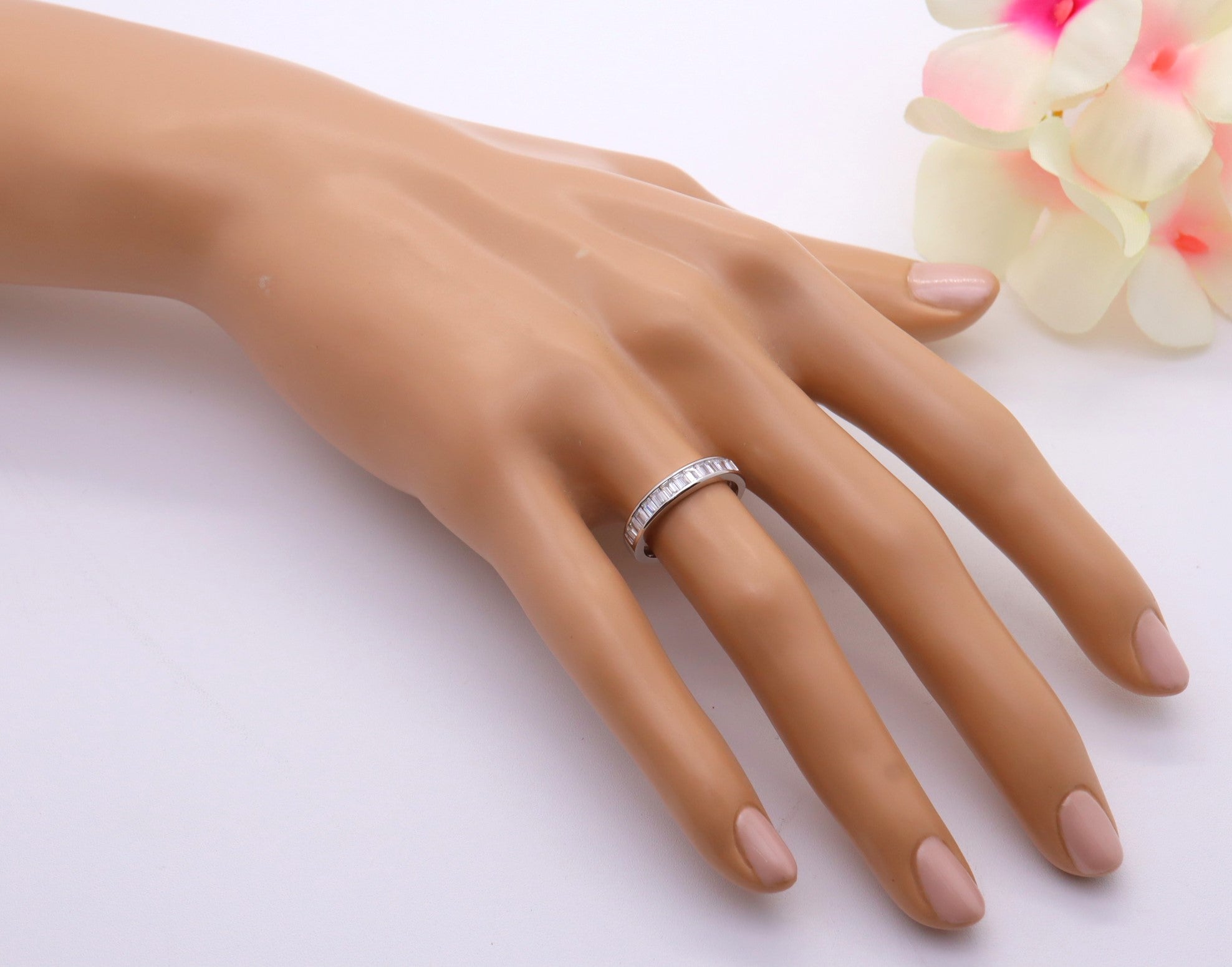 Anillo Plata 925mls Blanco con Circonitas baguette