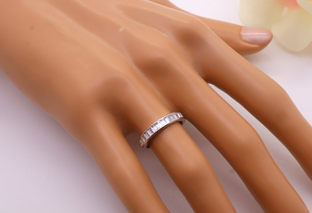 Anillo Plata 925mls Blanco con Circonitas baguette