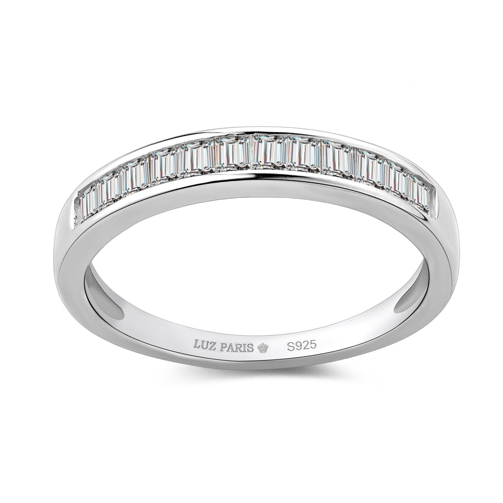 Anillo Plata 925mls Blanco con Circonitas baguette