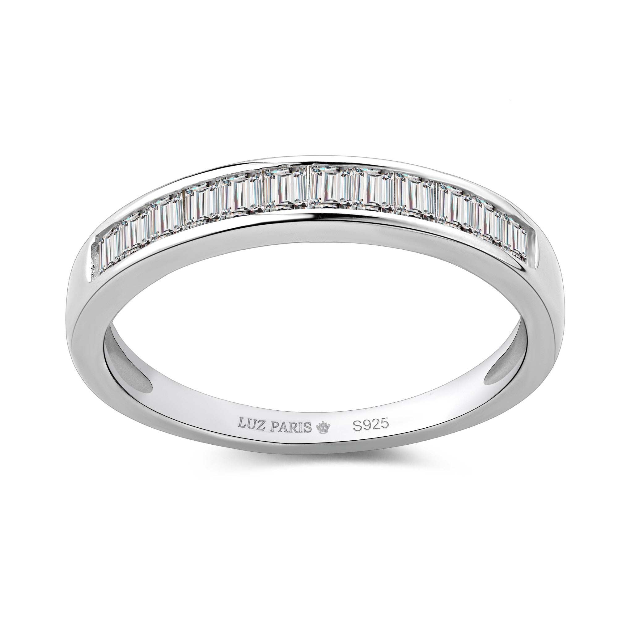 Anillo Plata 925mls Blanco con Circonitas baguette