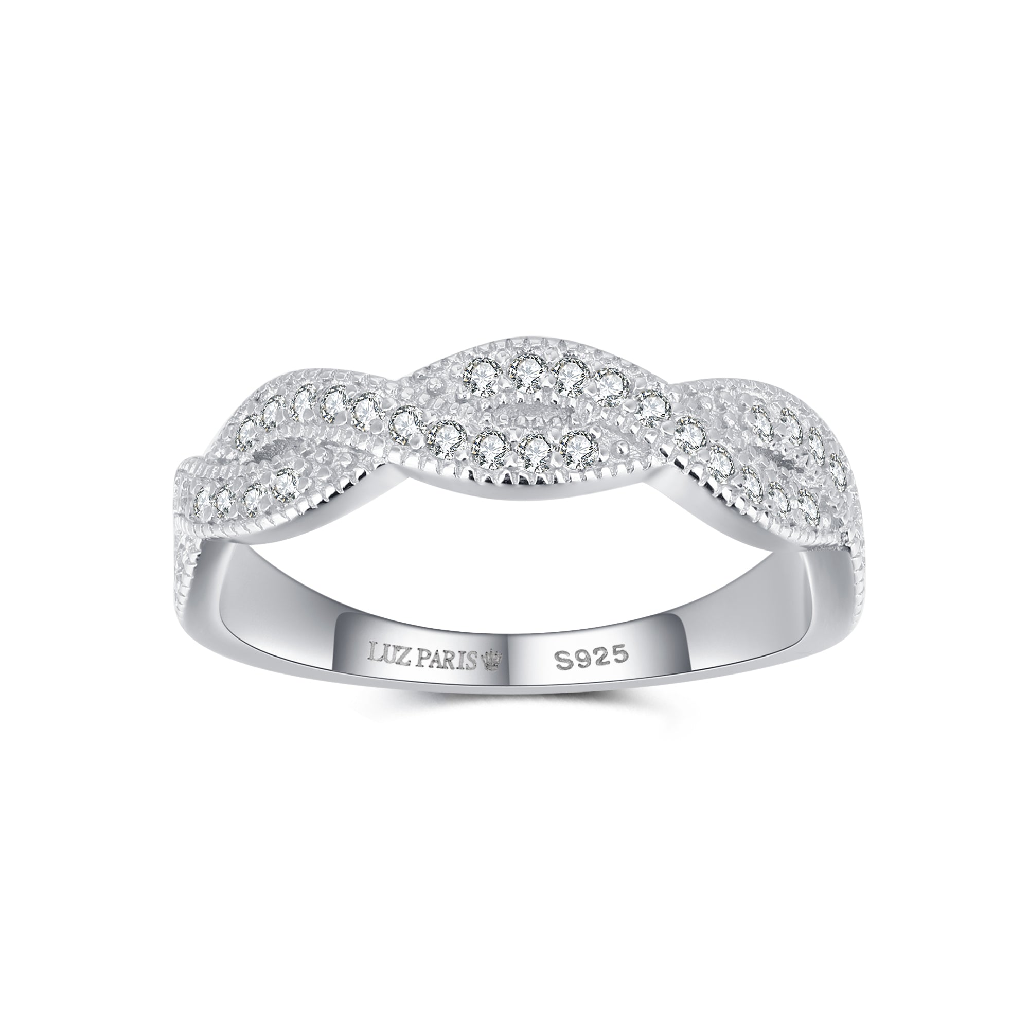 Anillo Plata 925mls Trenza Blanco Circonitas