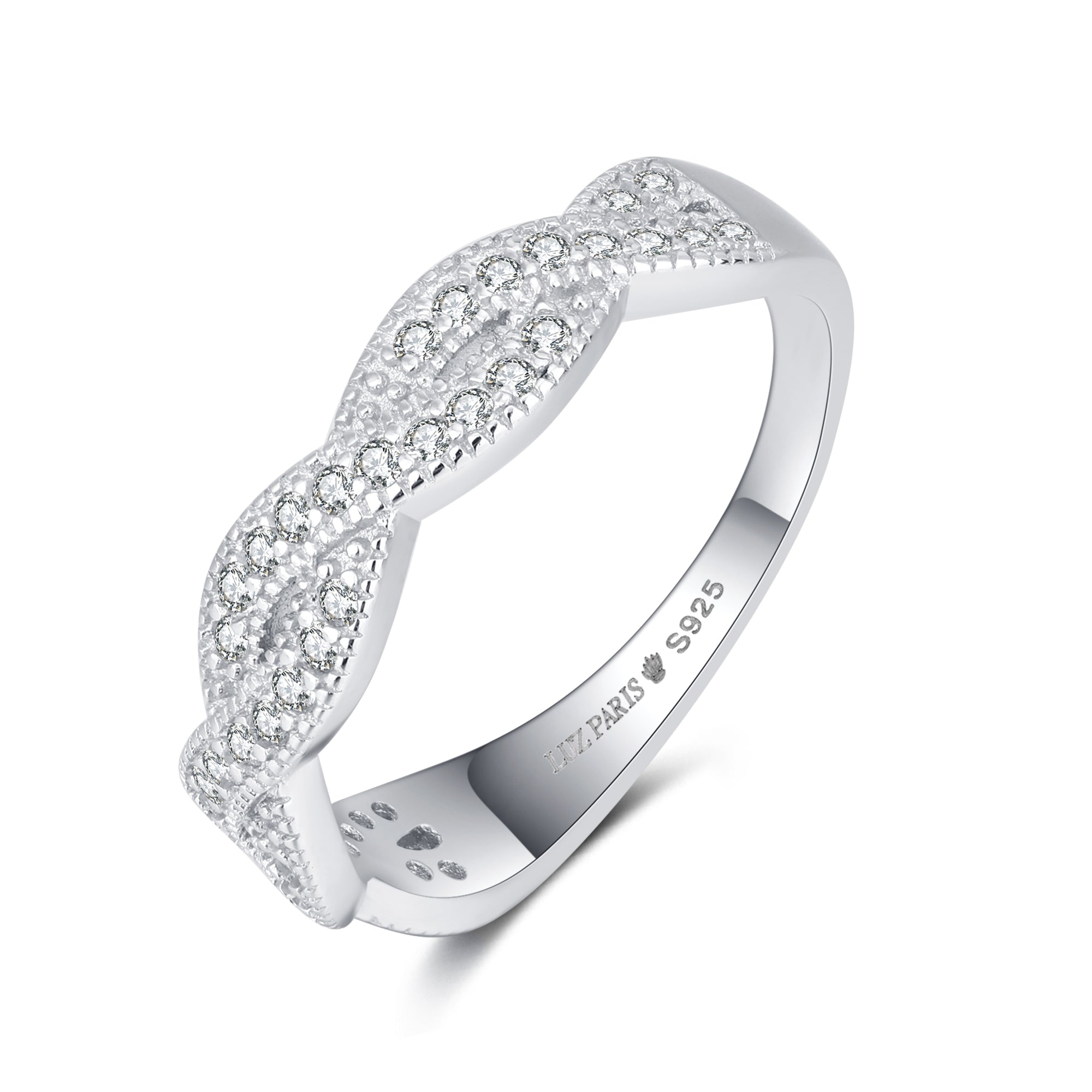 Anillo Plata 925mls Trenza Blanco Circonitas