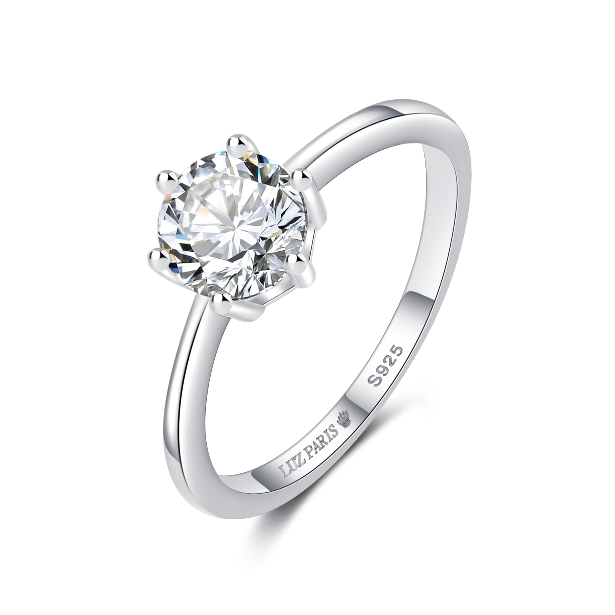 Anillo Plata 925mls Solitario blanco