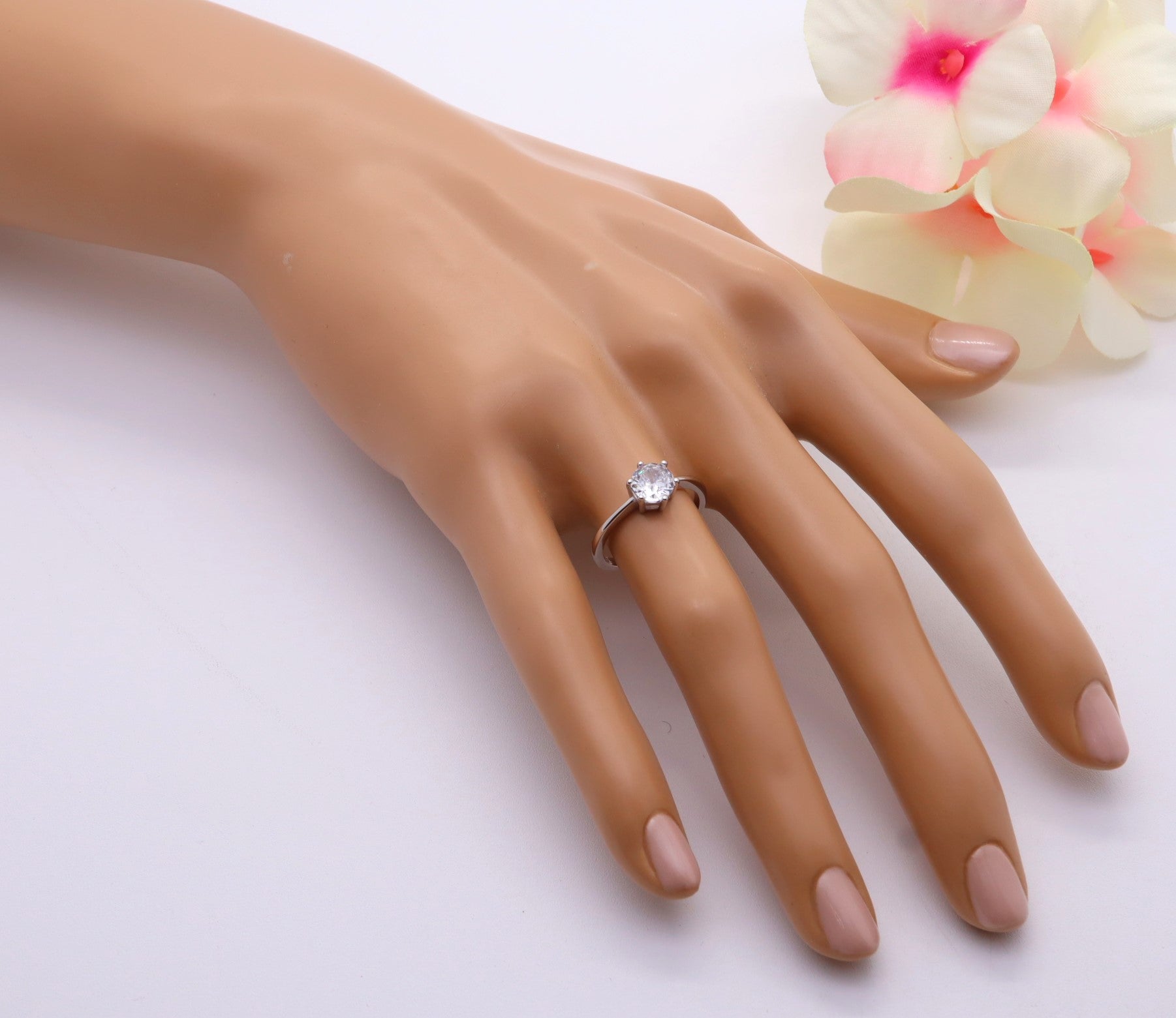 Anillo Plata 925mls Solitario blanco