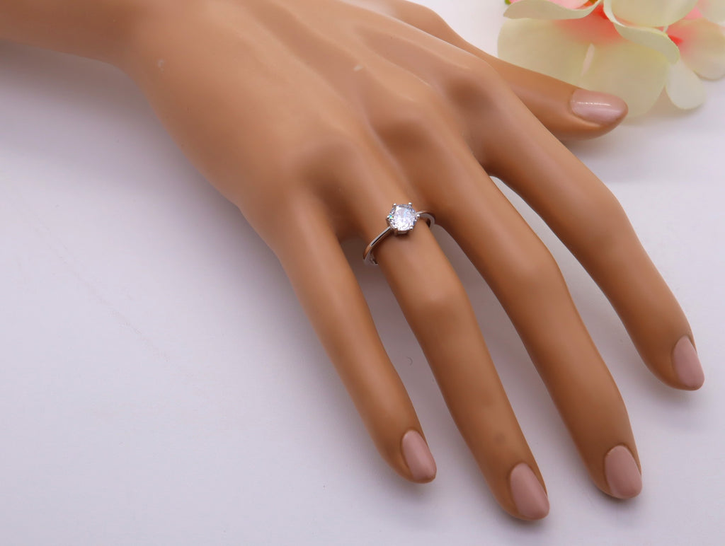 Anillo Plata 925mls Solitario blanco