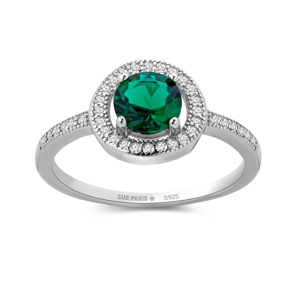 Anillo Plata 925mls Circonita Verde redondo