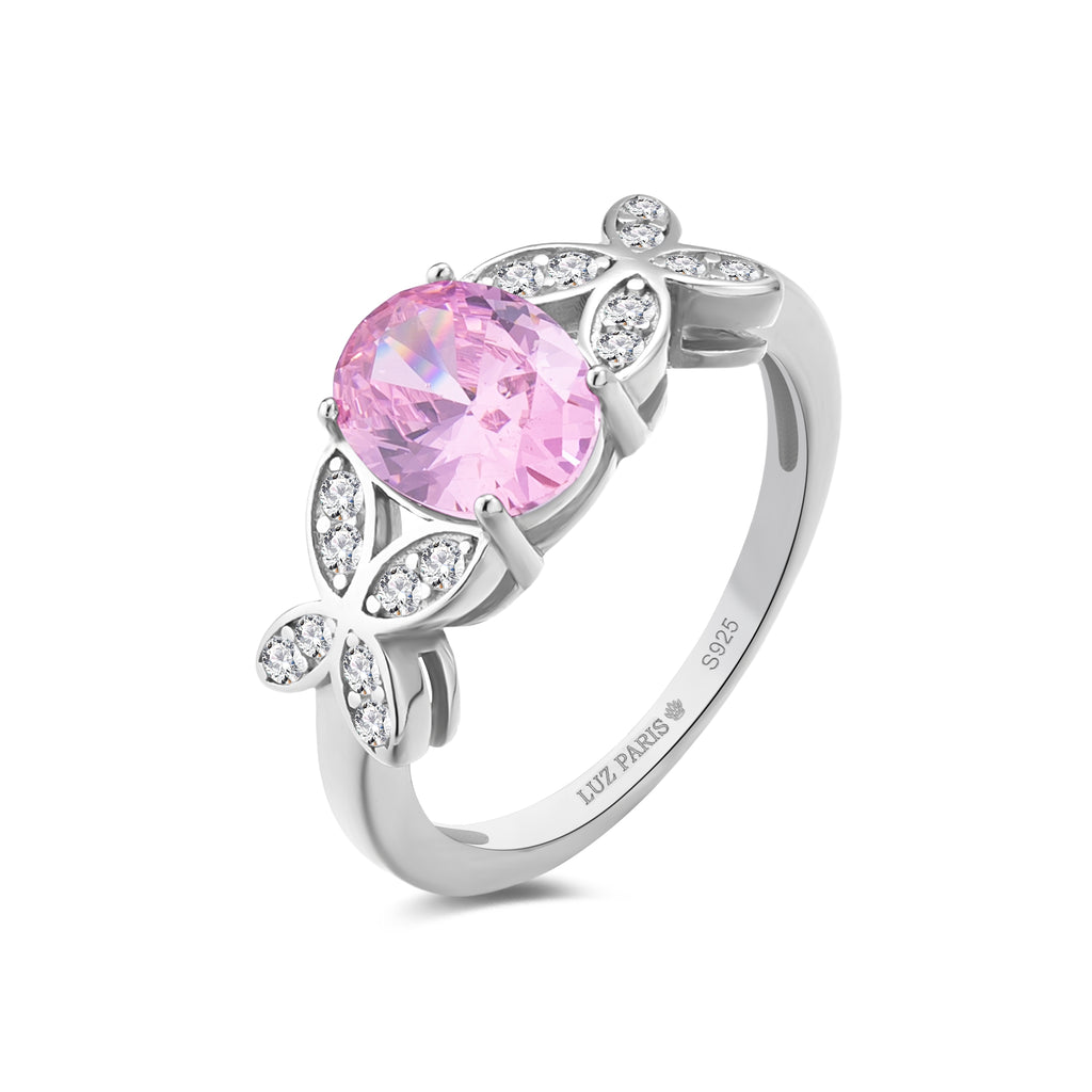 Anillo Plata 925mls Circonita Rosa mariposas