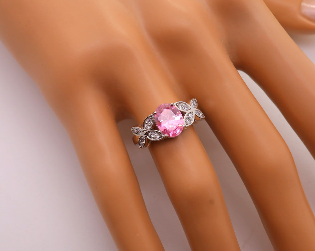 Anillo Plata 925mls Circonita Rosa mariposas