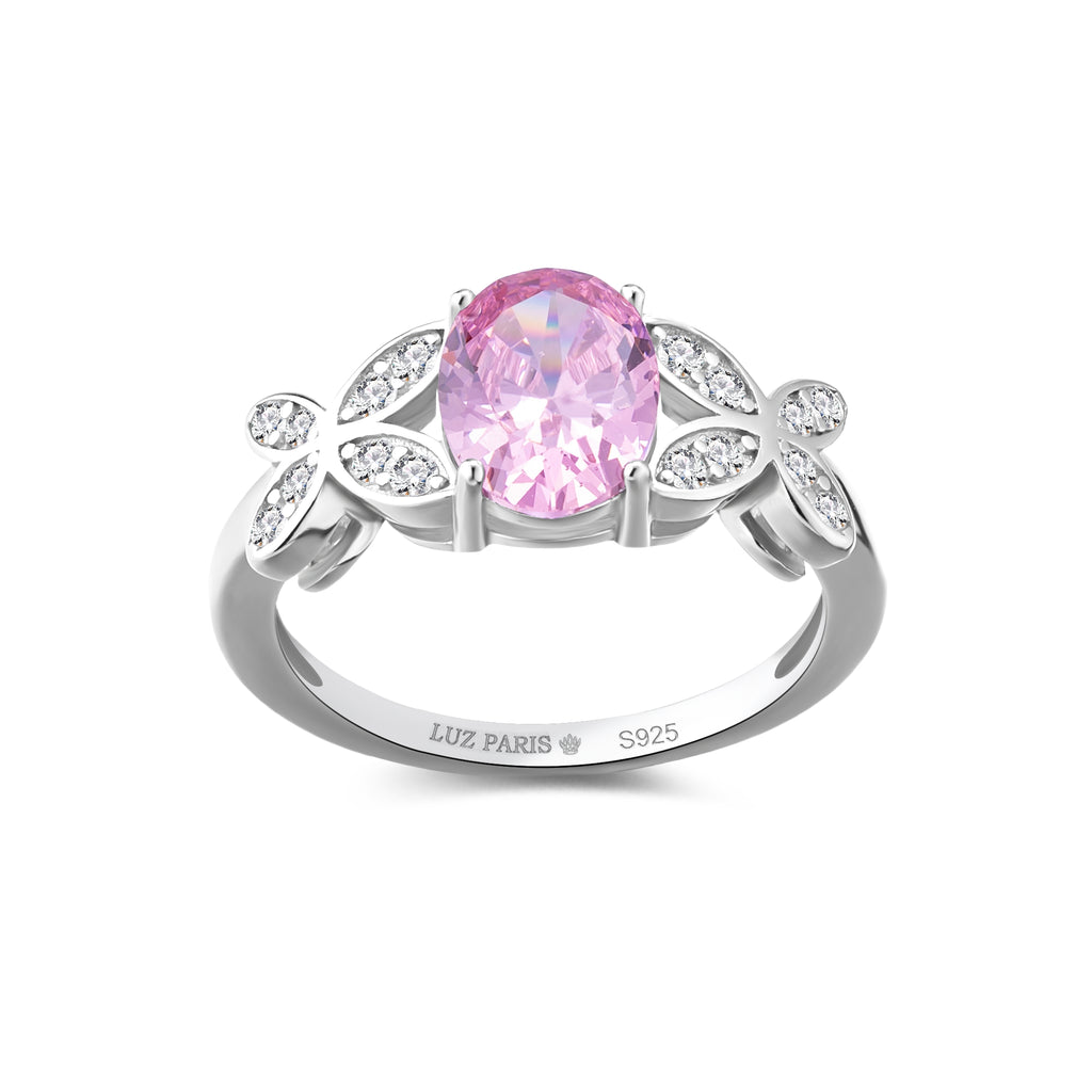 Anillo Plata 925mls Circonita Rosa mariposas