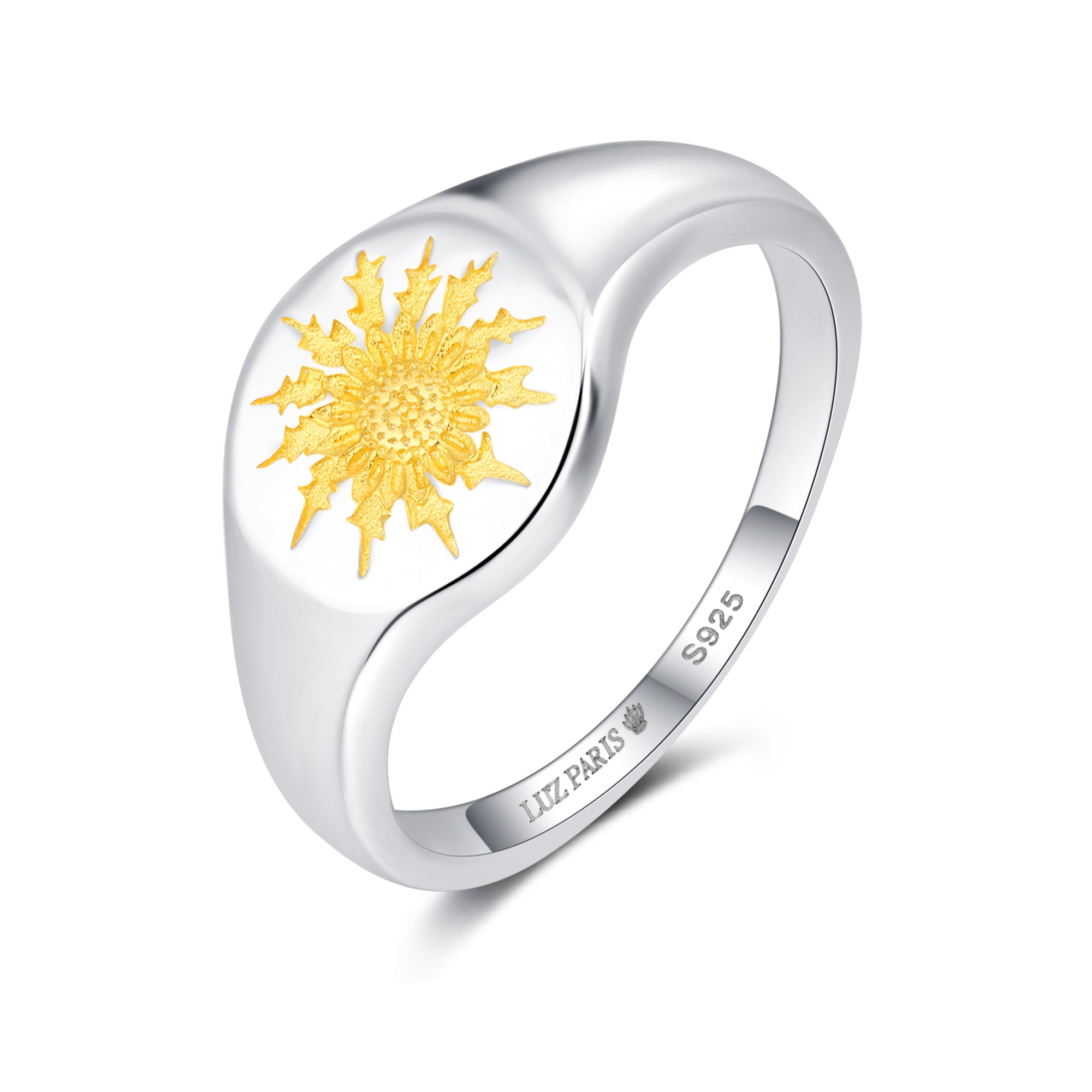 Anillo Plata 925mls Eguzkilore bicolor baño Oro 18k (6 tallas disponible)