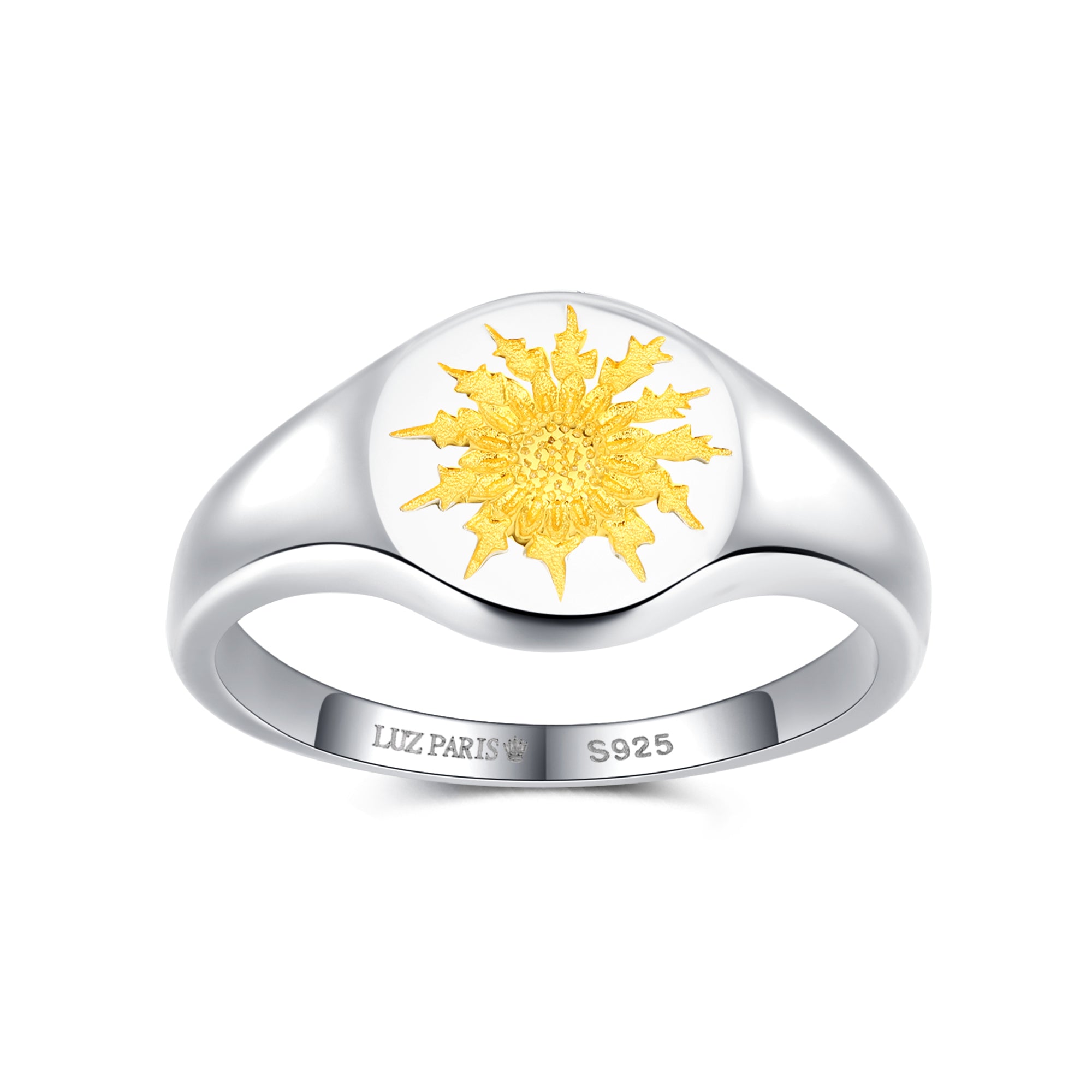 Anillo Plata 925mls Eguzkilore bicolor baño Oro 18k (6 tallas disponible)