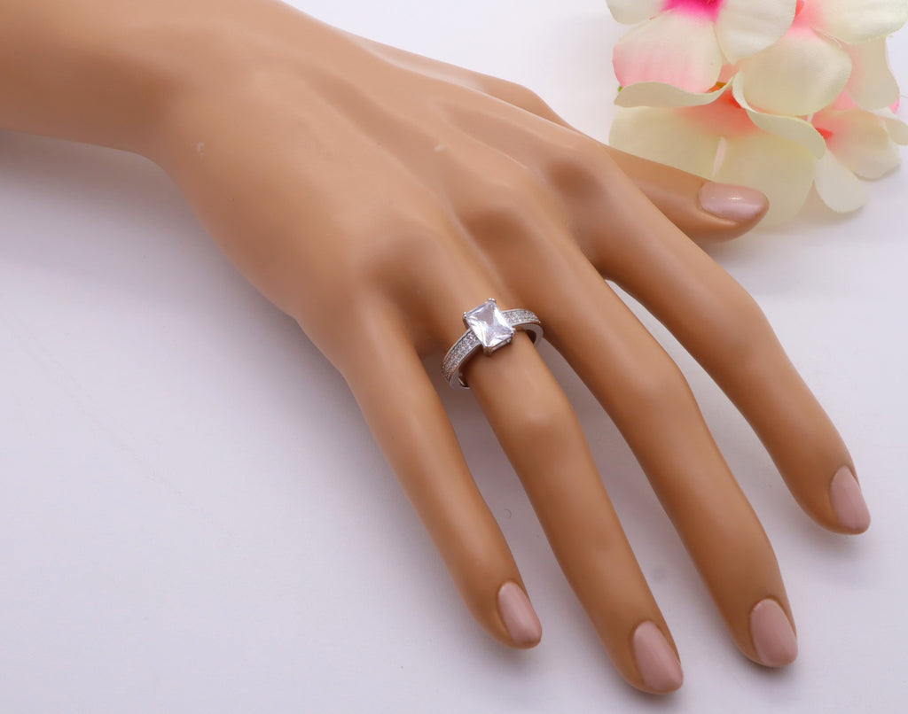 Anillo Plata 925mls Circonita Blanca talla Princesa