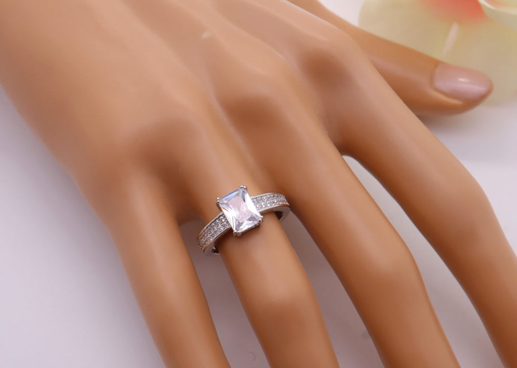 Anillo Plata 925mls Circonita Blanca talla Princesa