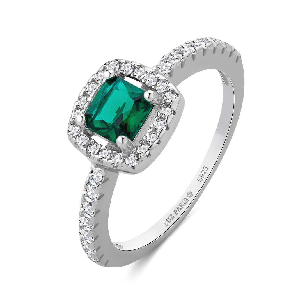 Anillo Plata 925mls Circonita Verde cuadrado