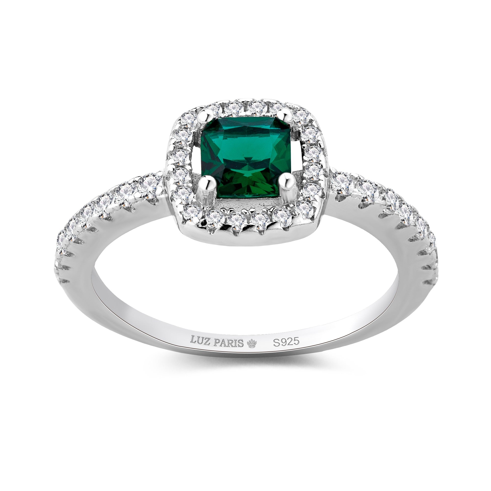 Anillo Plata 925mls Circonita Verde cuadrado