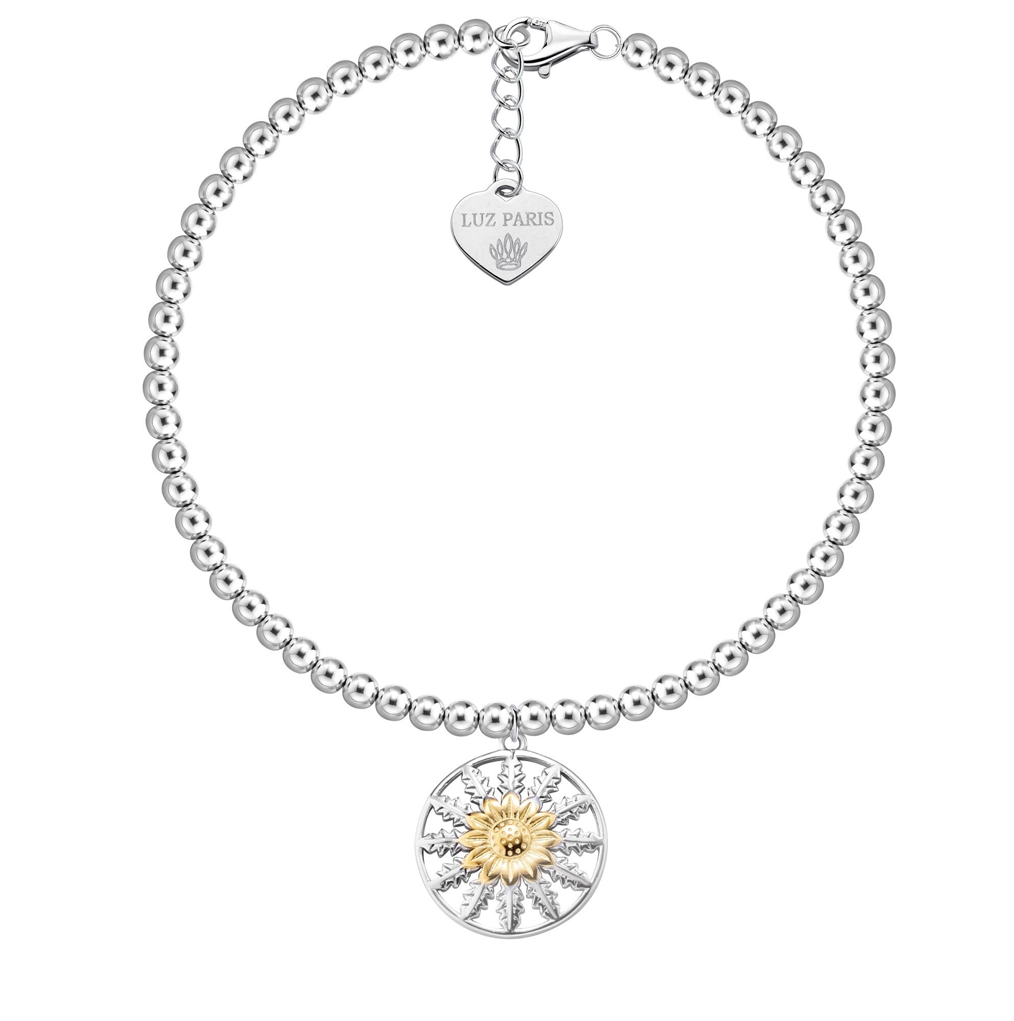 Pulsera Plata 925mls Eguzkilore bicolor baño Oro 18k