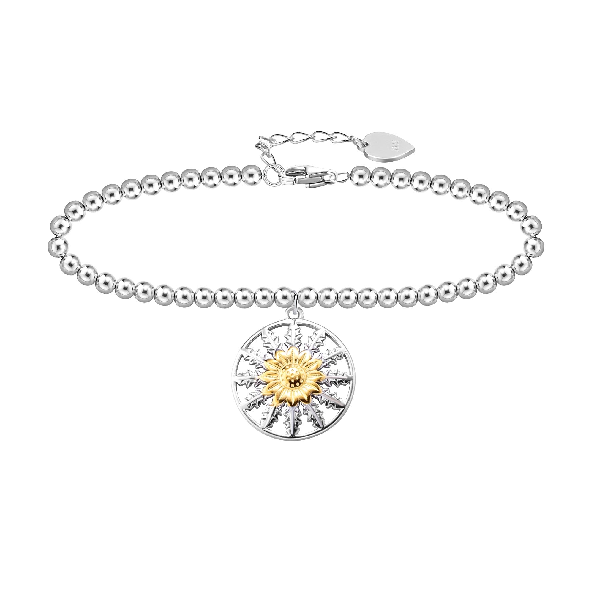 Pulsera Plata 925mls Eguzkilore bicolor baño Oro 18k