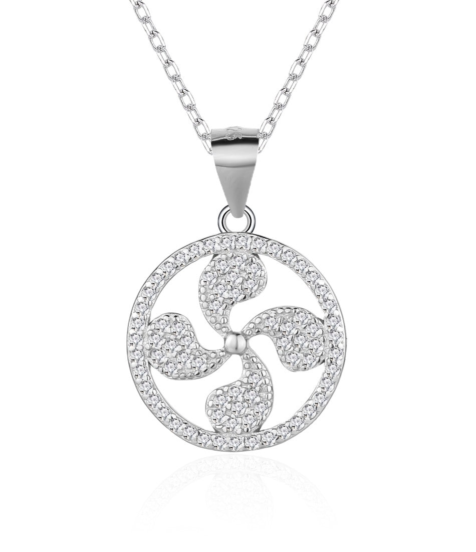 Collar Plata 925mls Lauburu Vasco con Circonitas blancas