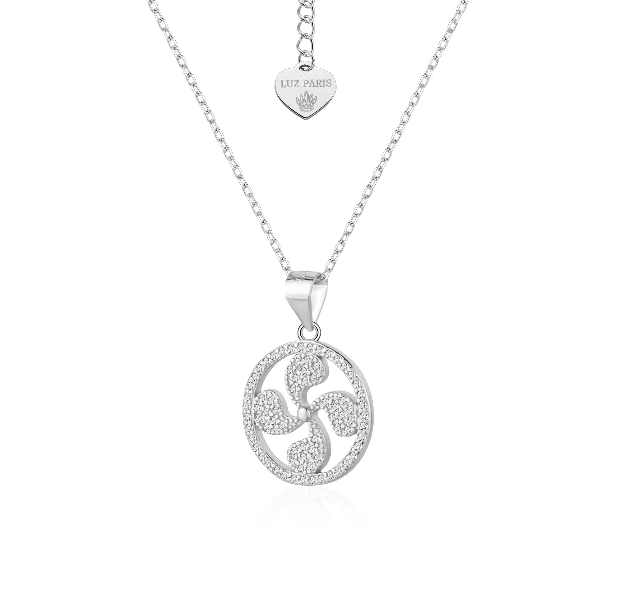 Collar Plata 925mls Lauburu Vasco con Circonitas blancas