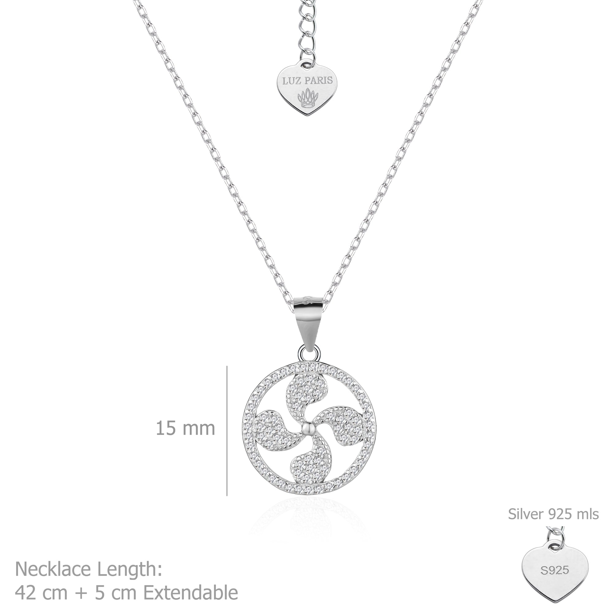 Collar Plata 925mls Lauburu Vasco con Circonitas blancas