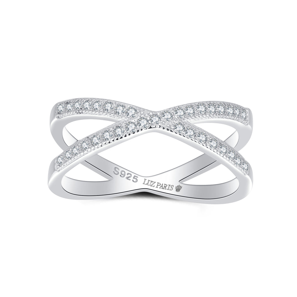 Anillo Plata 925mls forma X Circonitas