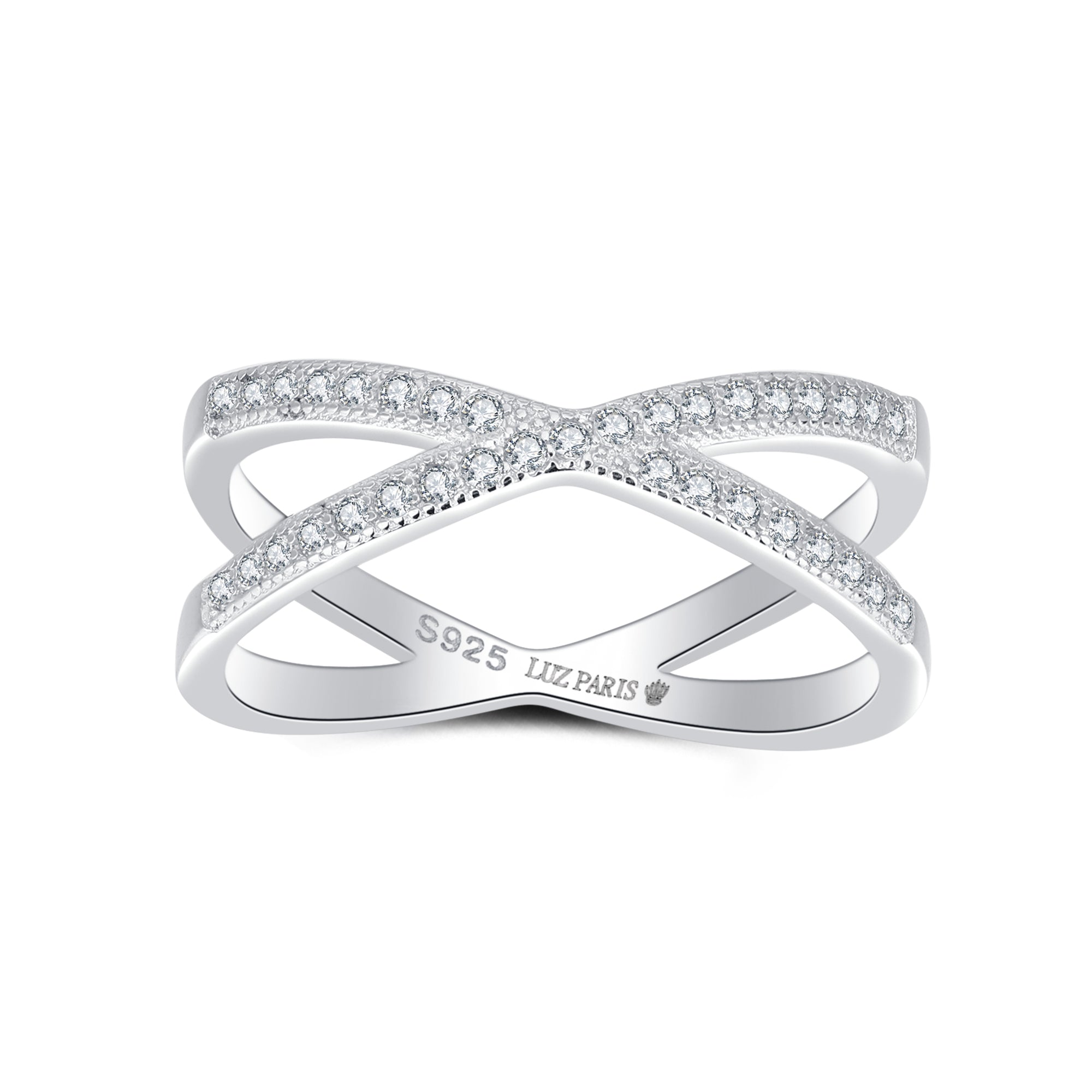 Anillo Plata 925mls forma X Circonitas