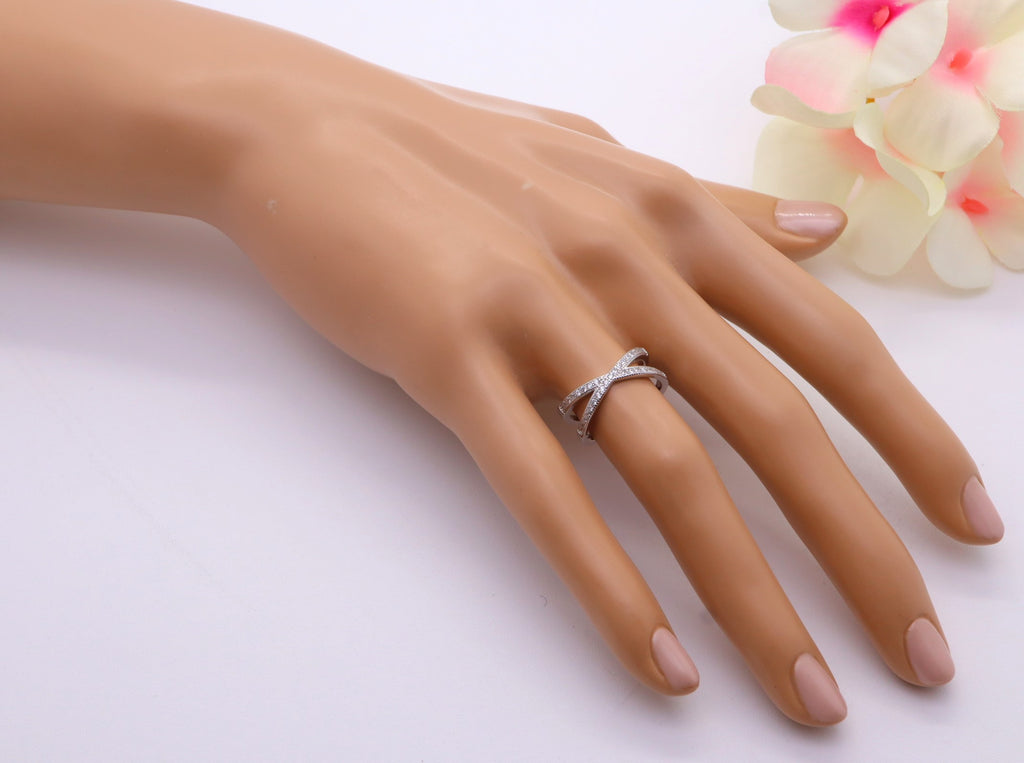 Anillo Plata 925mls forma X Circonitas