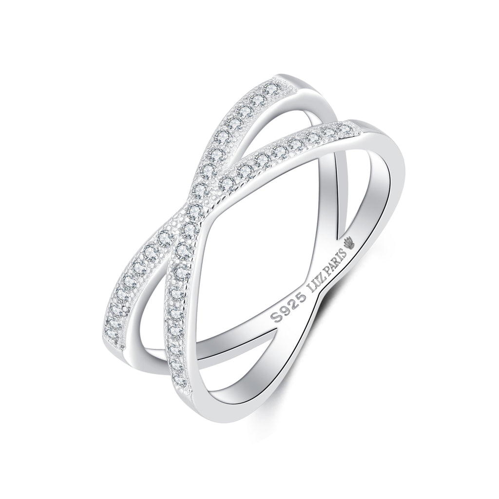 Anillo Plata 925mls forma X Circonitas
