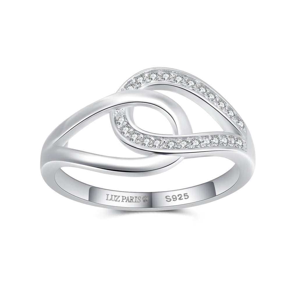 Anillo Plata 925mls Doble Enlazado con Circonitas