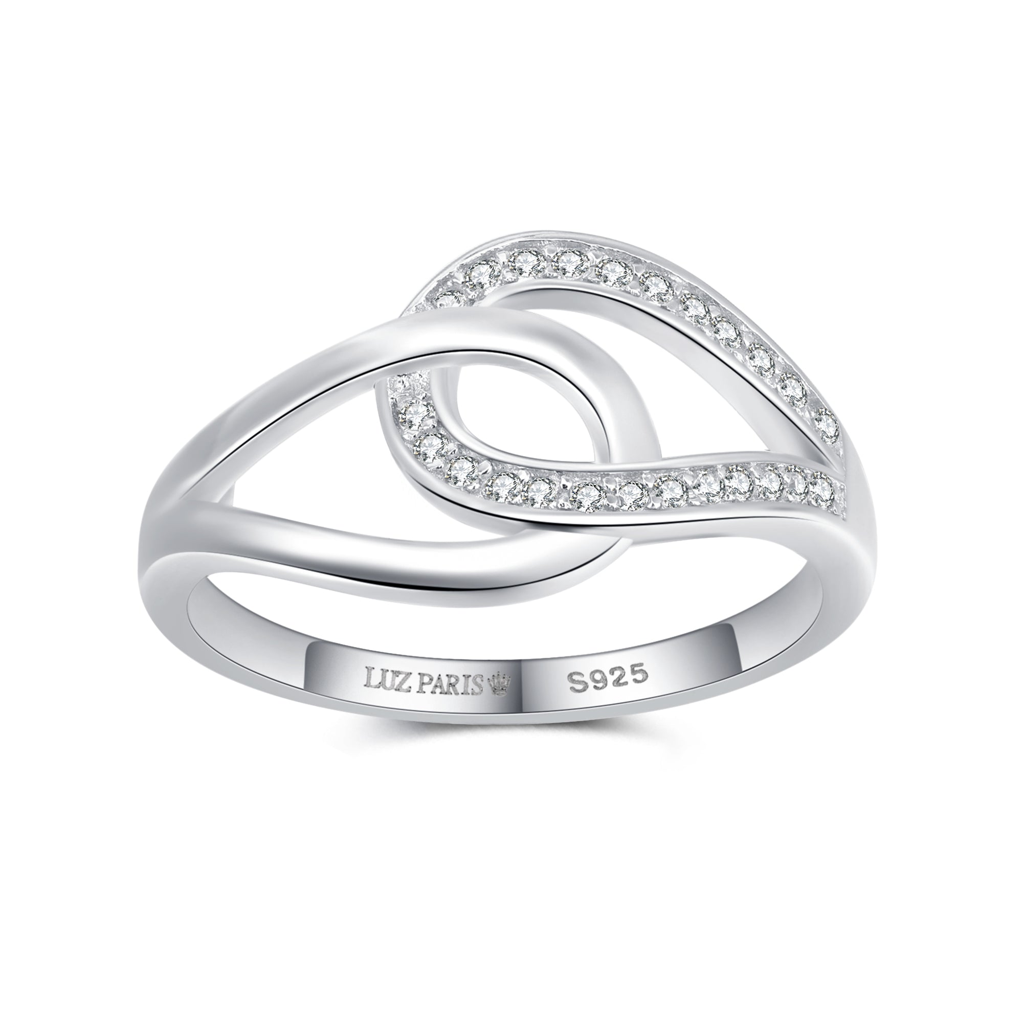 Anillo Plata 925mls Doble Enlazado con Circonitas