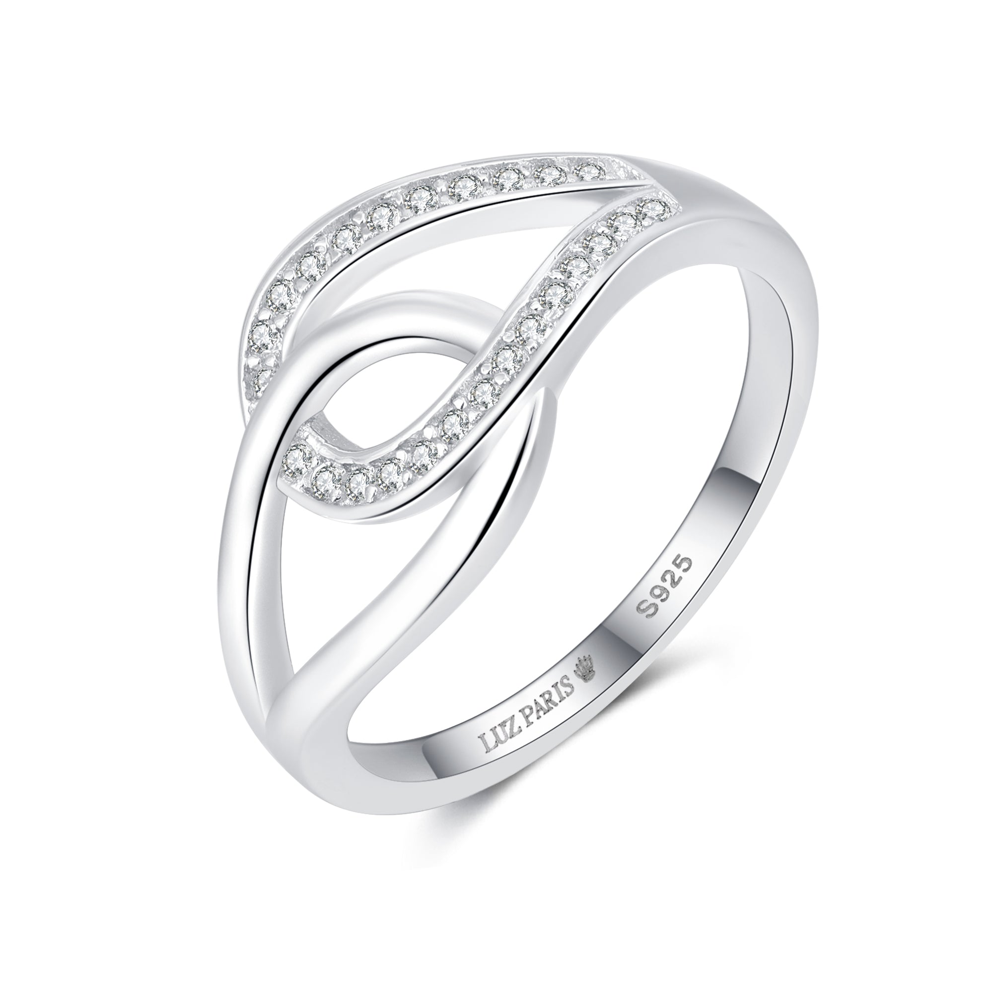 Anillo Plata 925mls Doble Enlazado con Circonitas