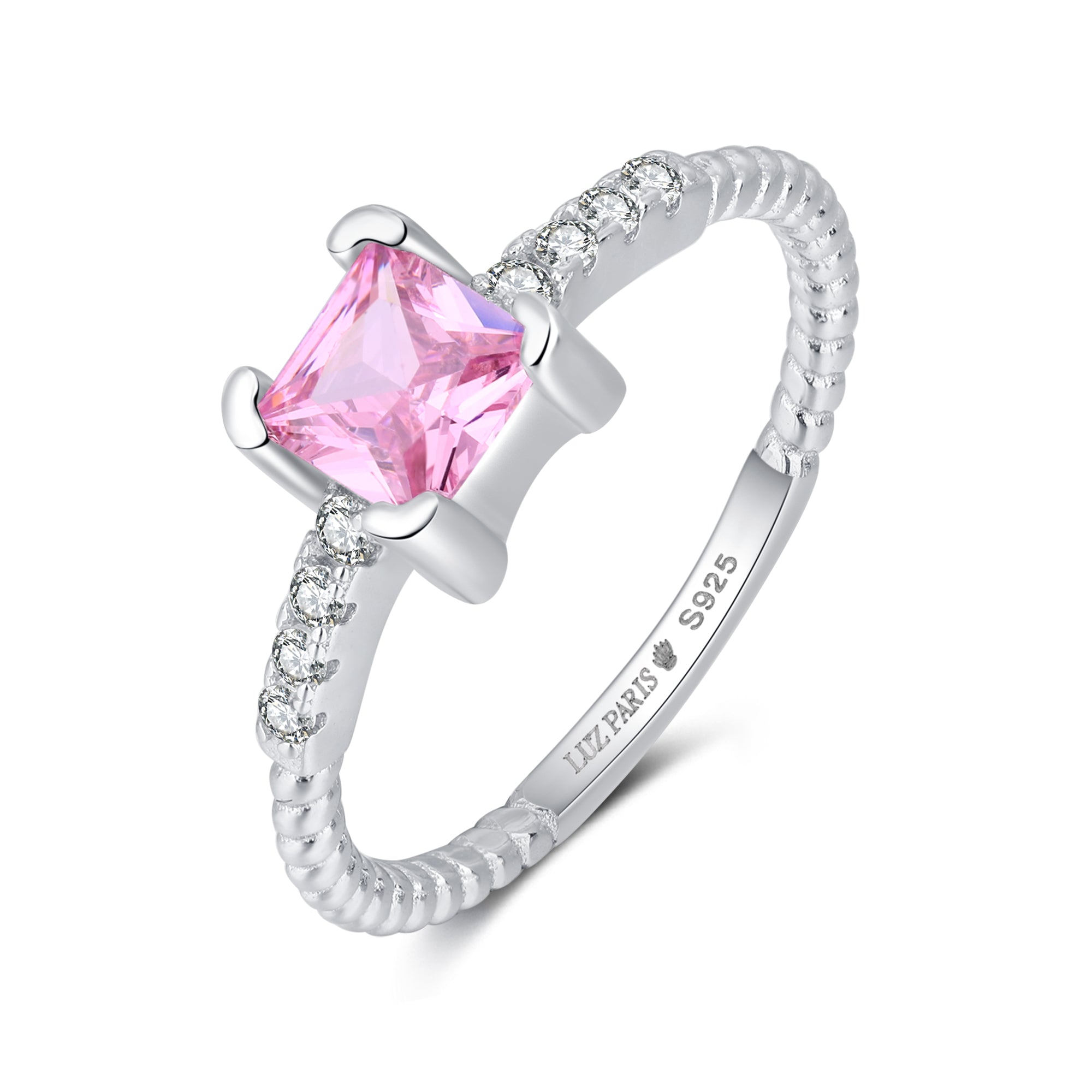 Anillo Plata 925mls Circonita Rosa talla Princesa