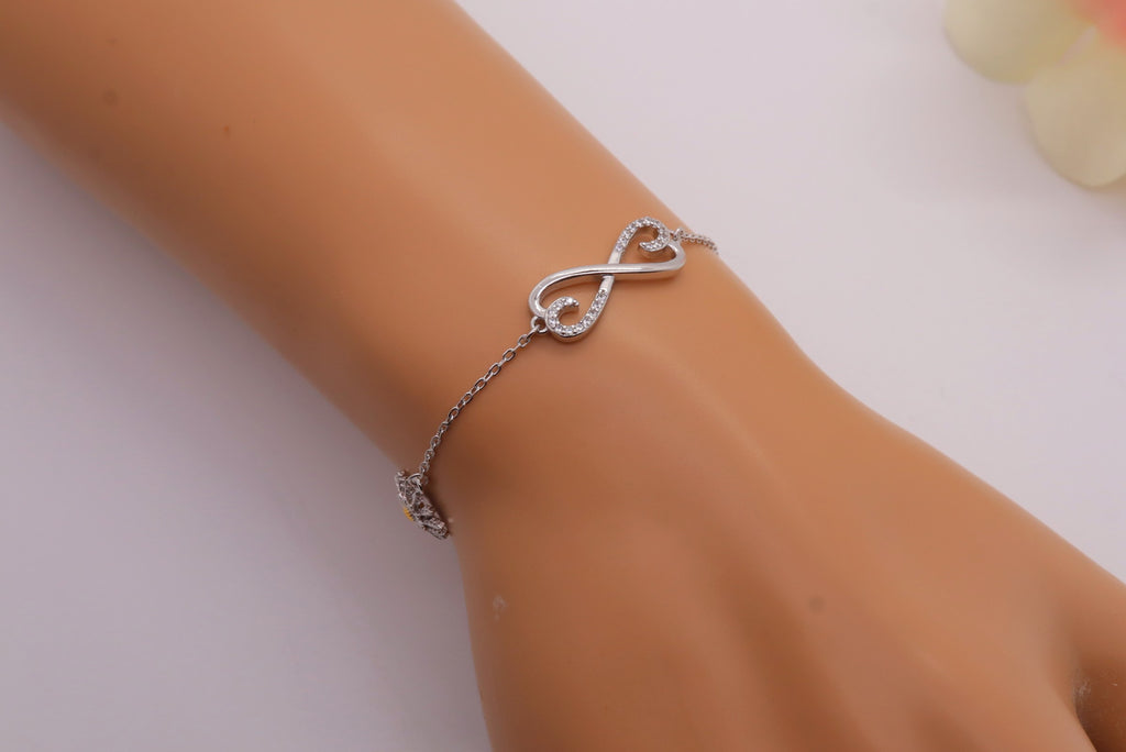 Pulsera Plata 925mls Eguzkilore bicolor baño Oro 18k Infinito circonitas