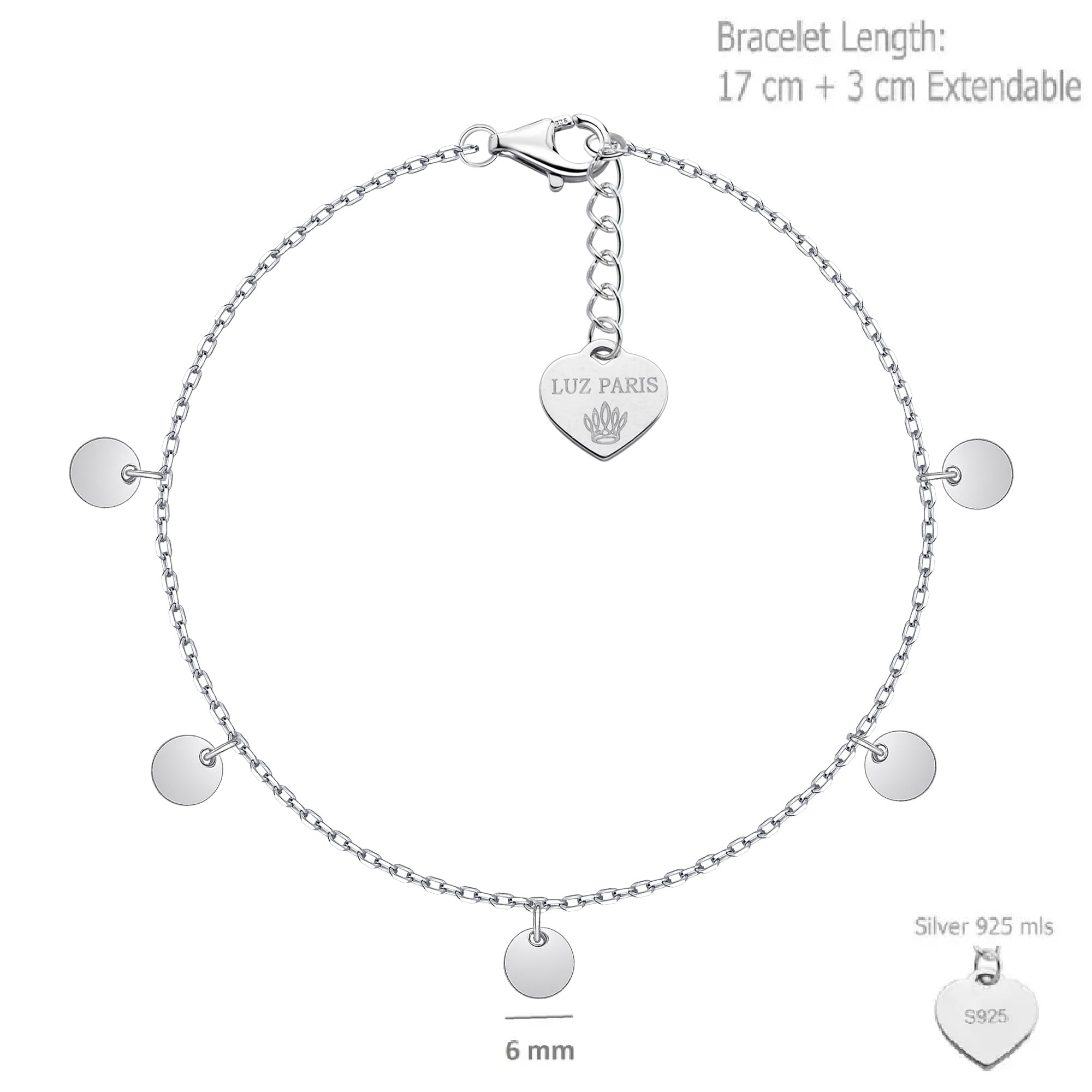 Pulsera Plata 925mls con cinco discos plateados | Elegancia, Brillo y Estilo Atemporal