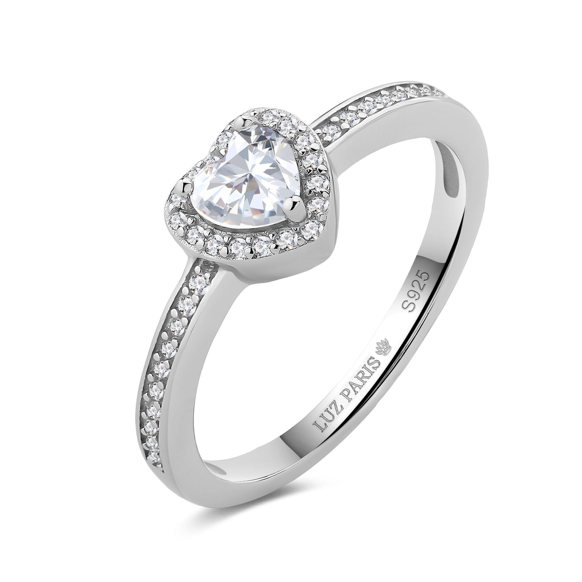 Anillo Plata 925mls Corazón con Circonitas blancas