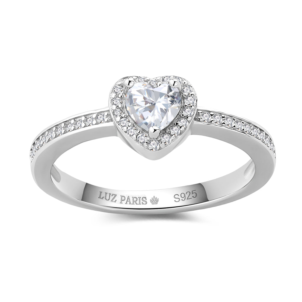 Anillo Plata 925mls Corazón con Circonitas blancas