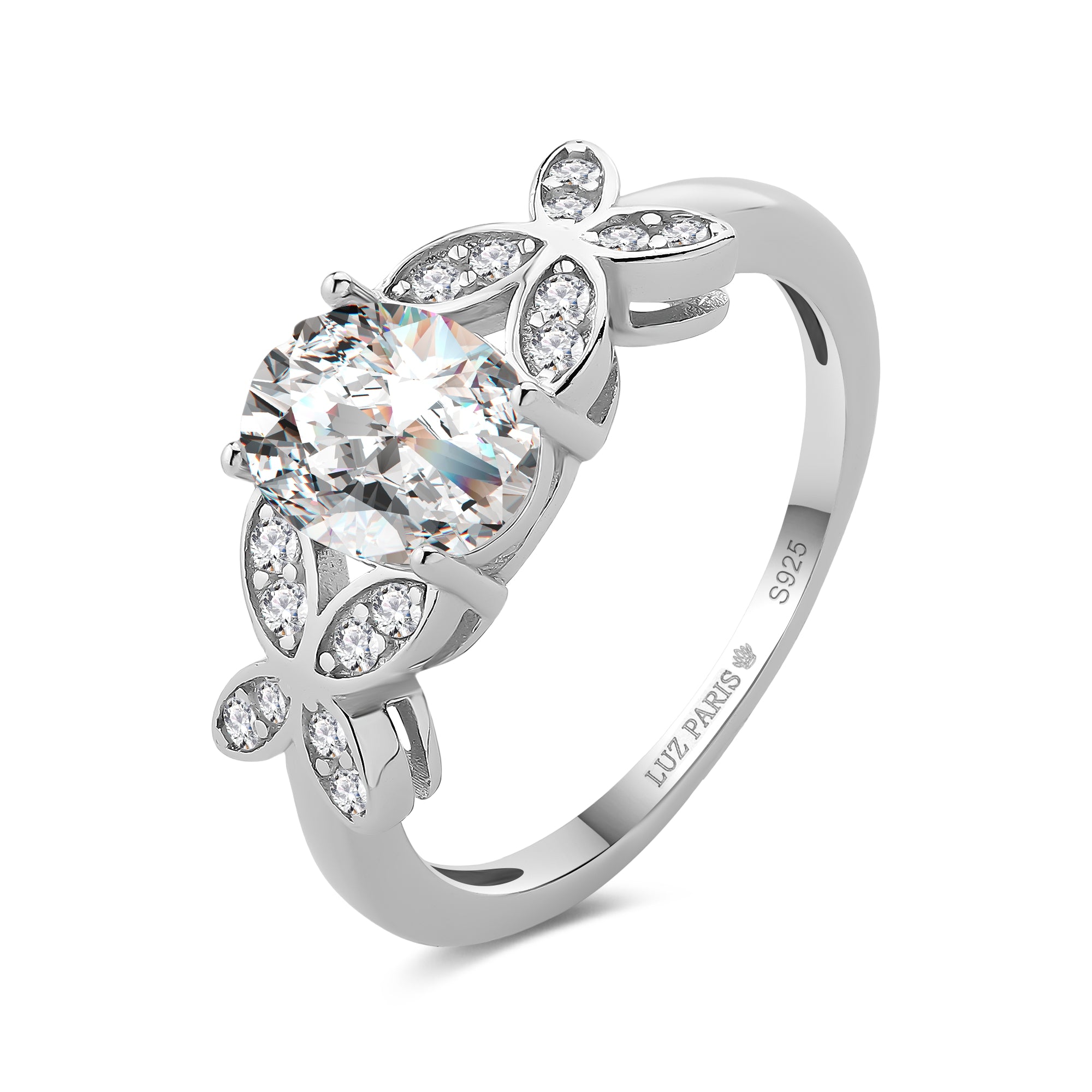 Anillo Plata 925mls Circonita Blanca mariposas