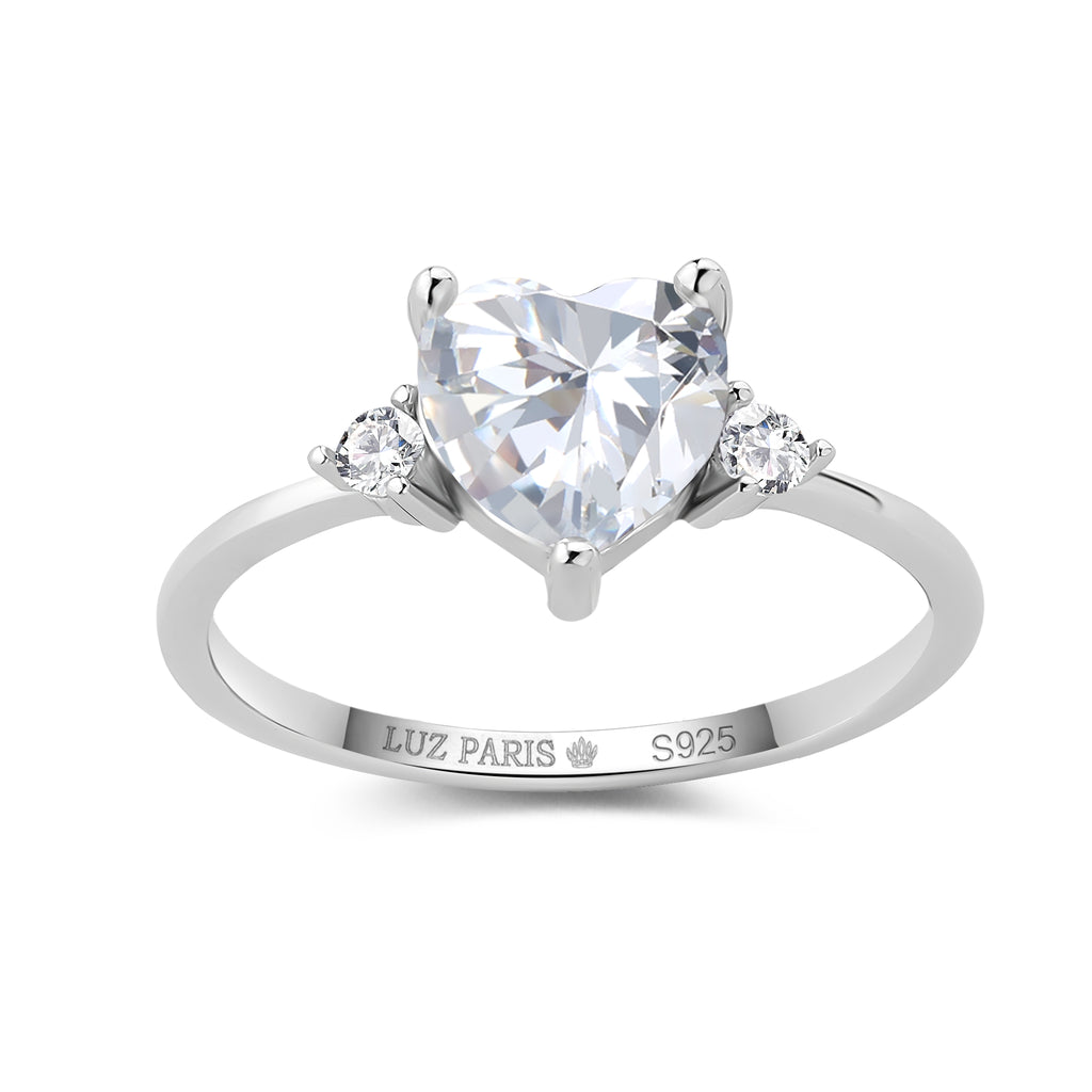 Anillo Plata 925mls Corazón blanco Circonitas