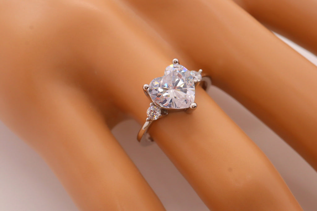 Anillo Plata 925mls Corazón blanco Circonitas
