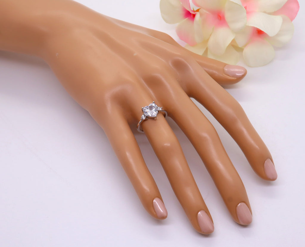 Anillo Plata 925mls Corazón blanco Circonitas