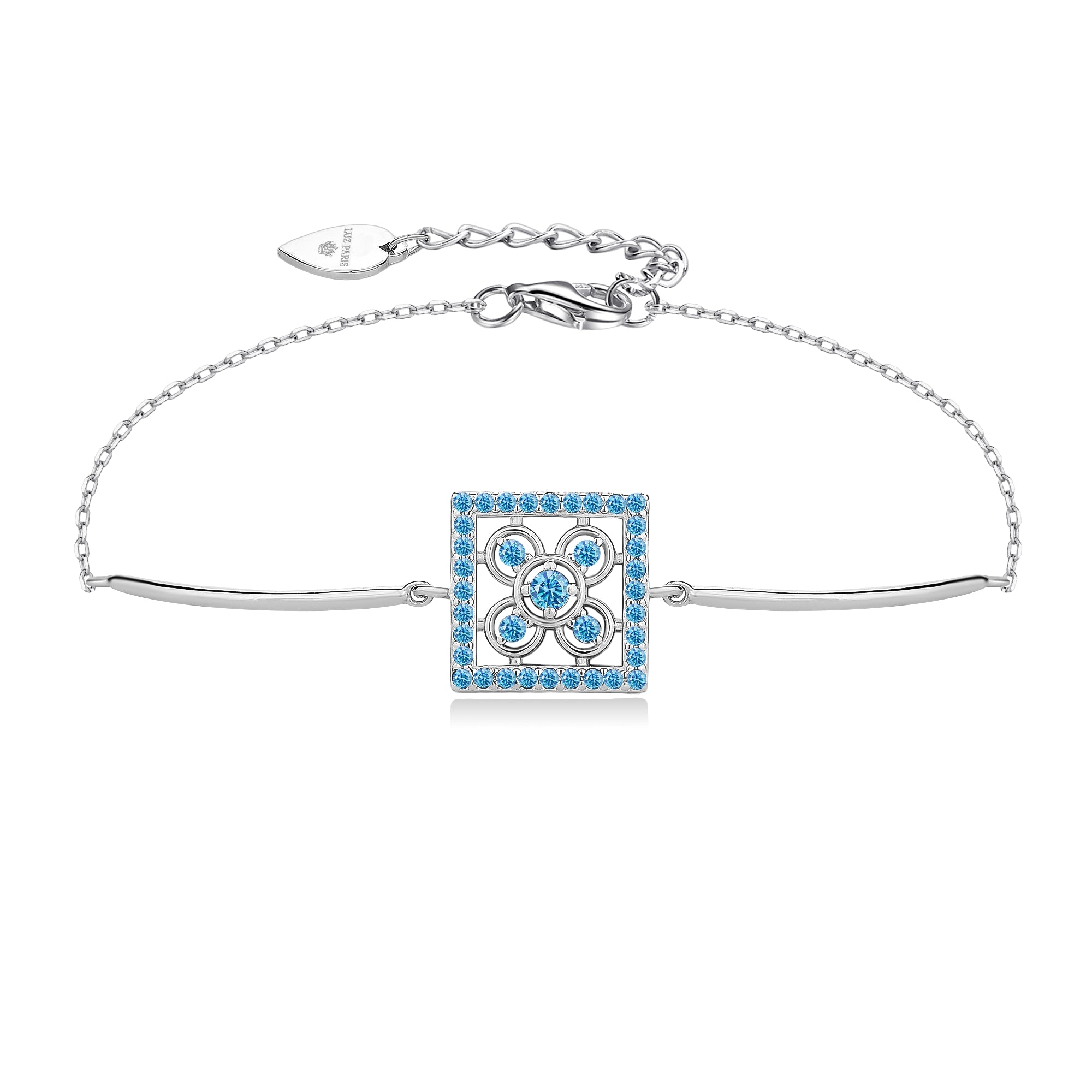 Pulsera Plata 925mls Baldosa Bilbao Azul Circonitas | Joyería Vasca