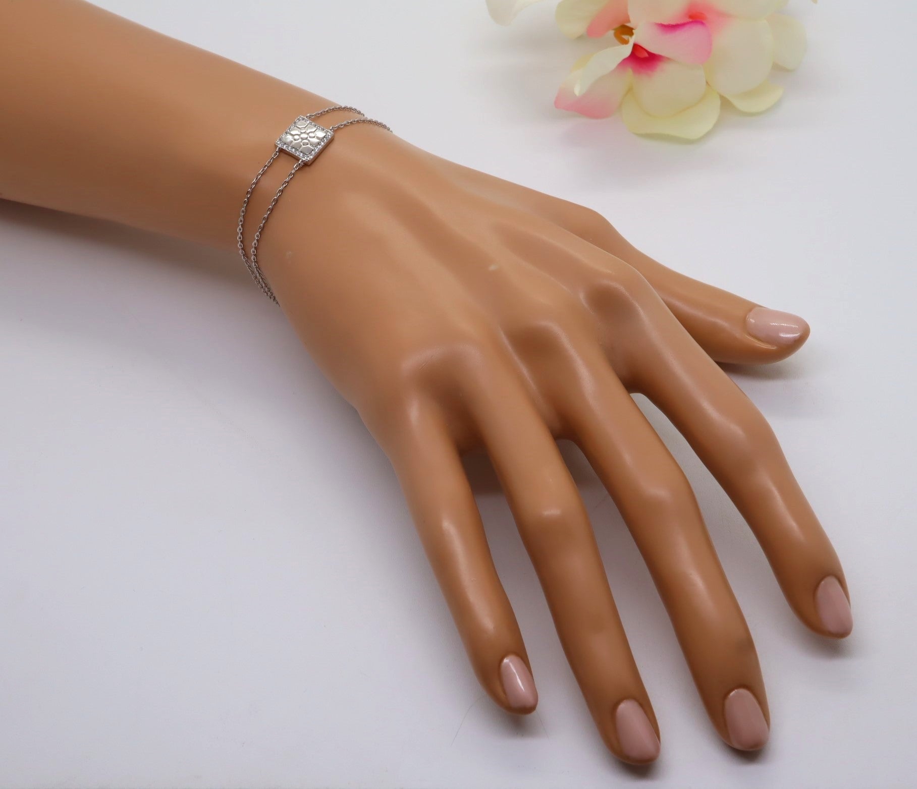 Pulsera Plata 925mls Baldosa Bilbao circonitas