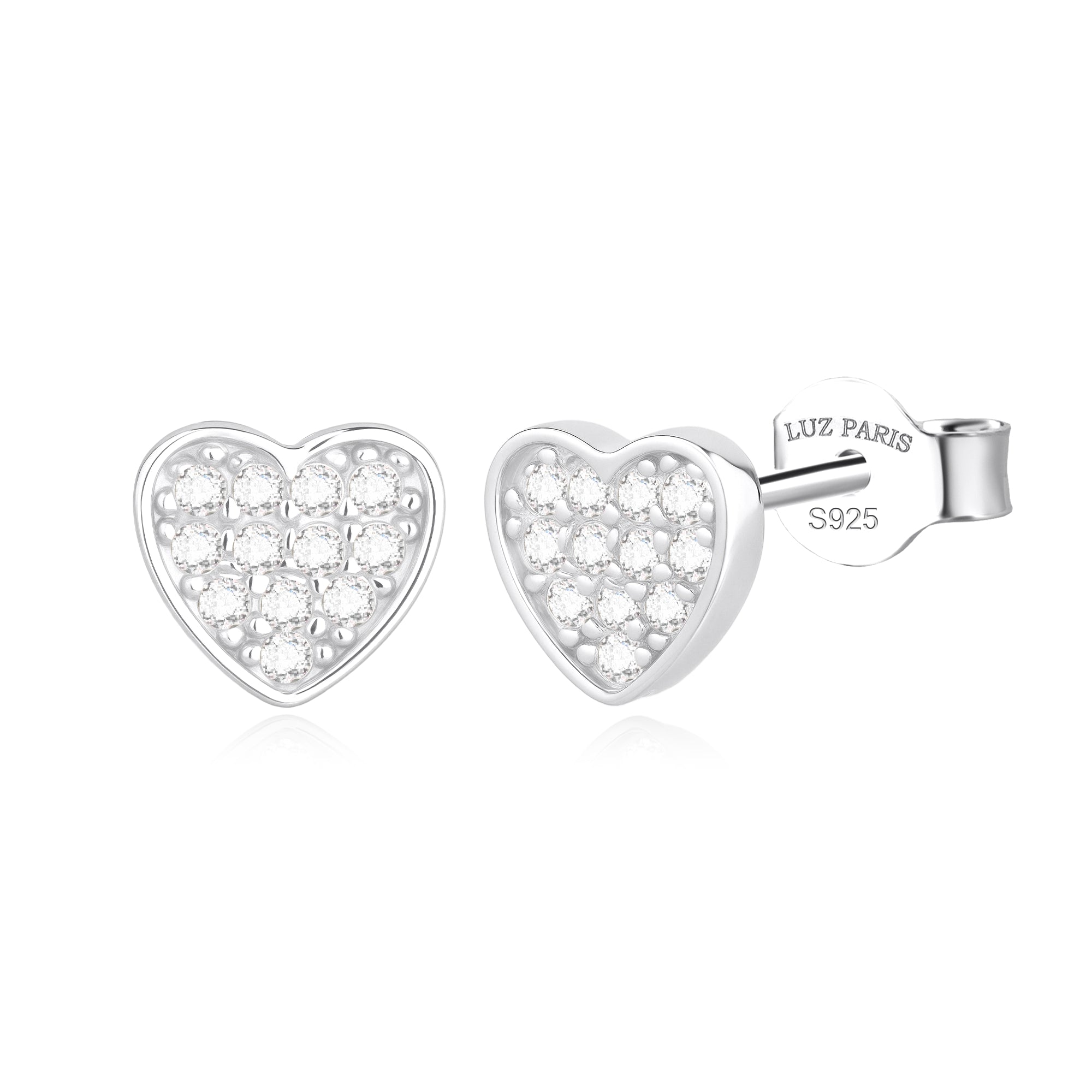 Pendientes Plata 925mls Corazón con 12 Circonitas blancas